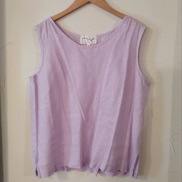 Rose Women's Size M or S Lavendar Purple Linen Skirt, Tank, And Button up Set - Picture 6 of 11